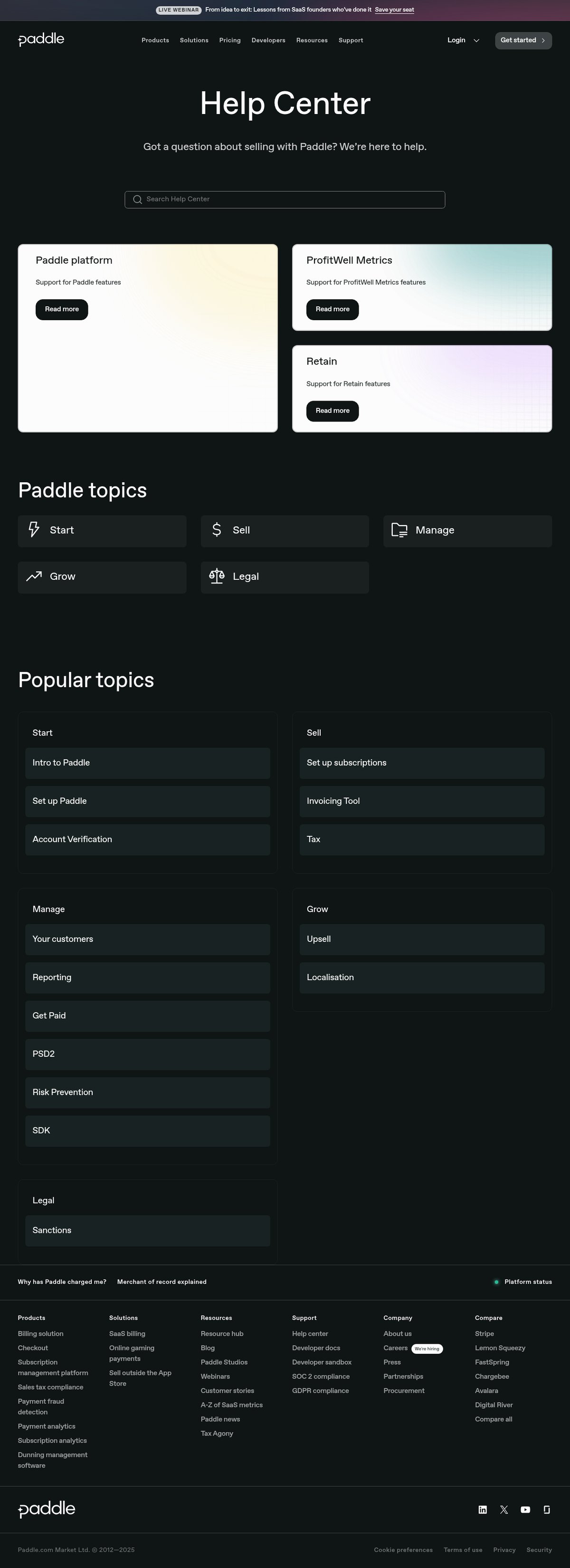 Screenshot of the Paddle FAQ page