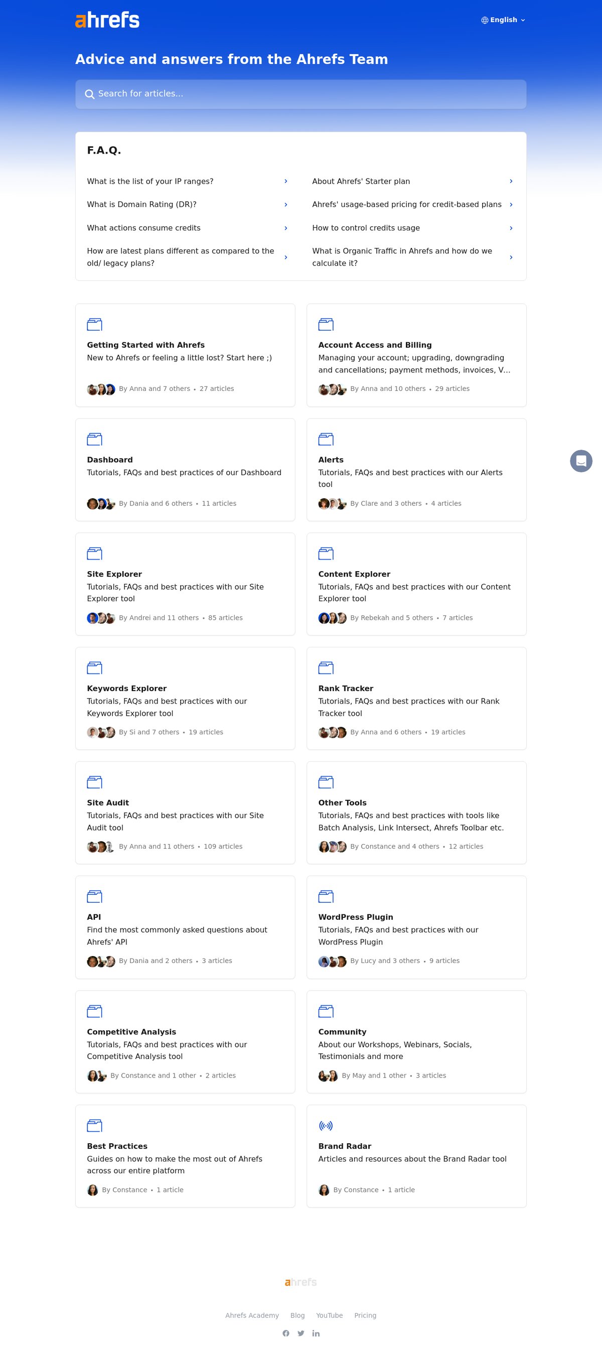 Screenshot of the Ahrefs FAQ page