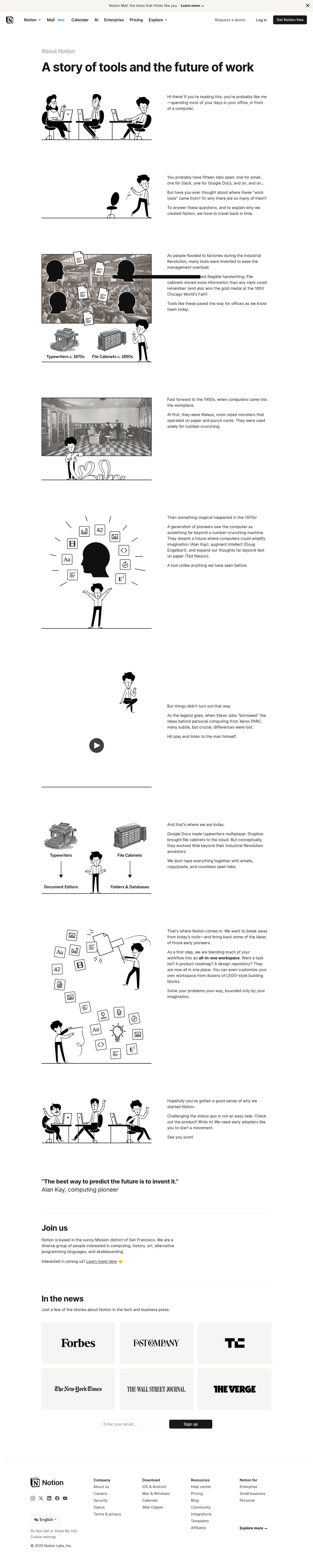 Screenshot of the Notion about page