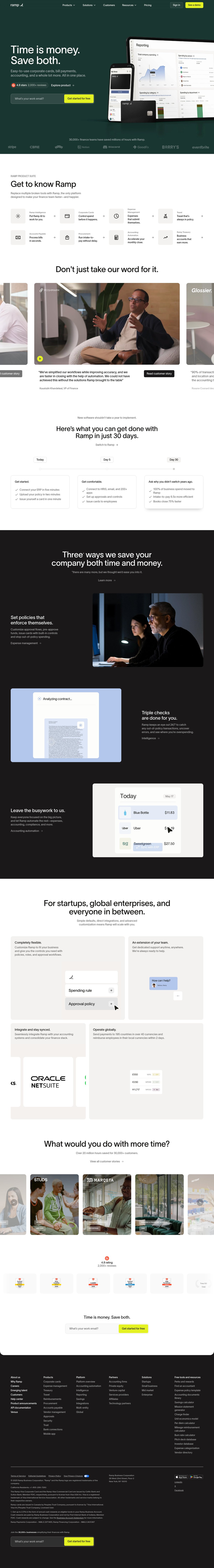 Screenshot of the Ramp landing page