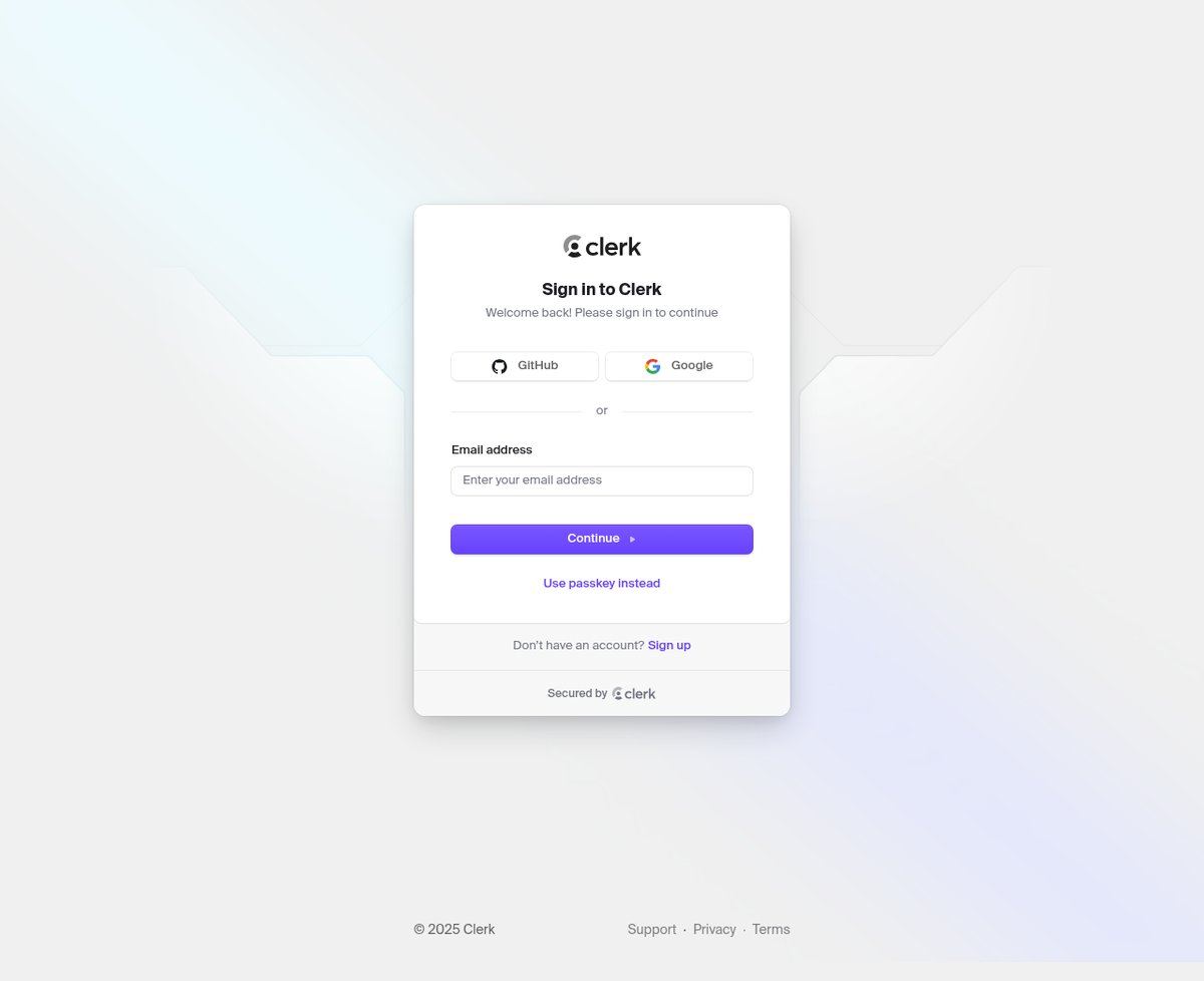 Screenshot of the Clerk login page