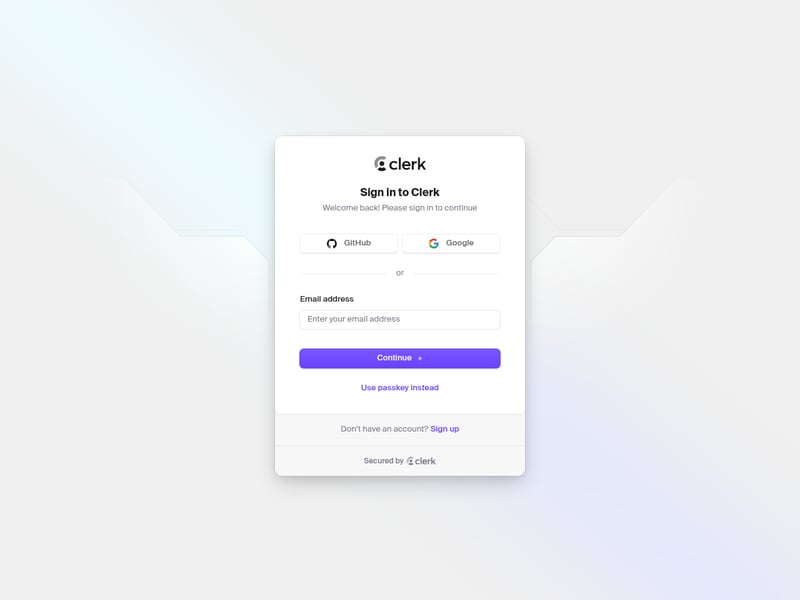 Screenshot of the Clerk login page