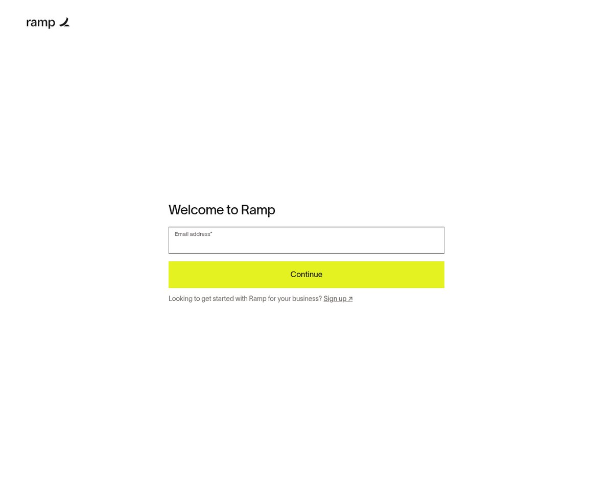Screenshot of the Ramp login page