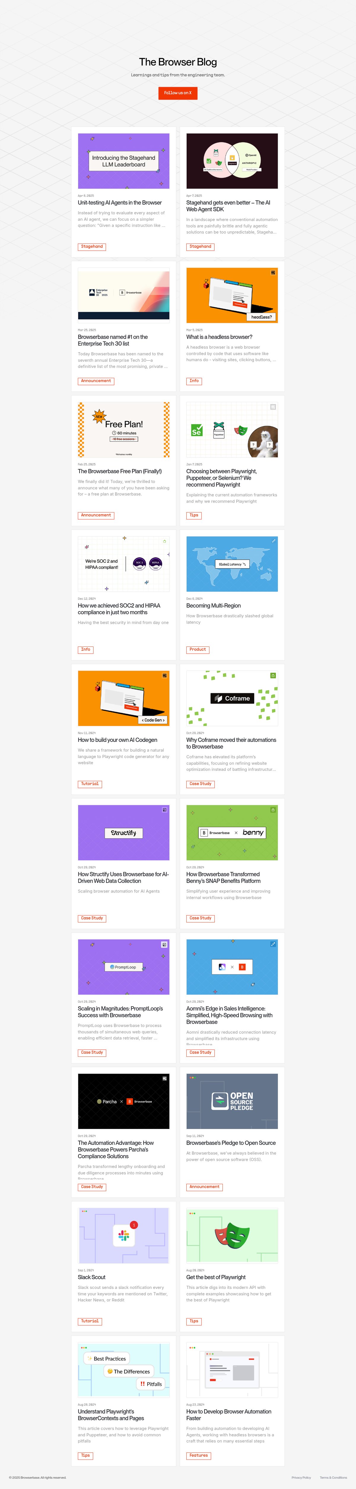 Screenshot of the Browserbase blog page