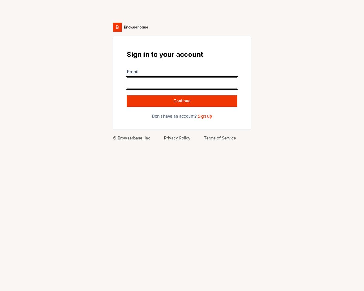 Screenshot of the Browserbase login page