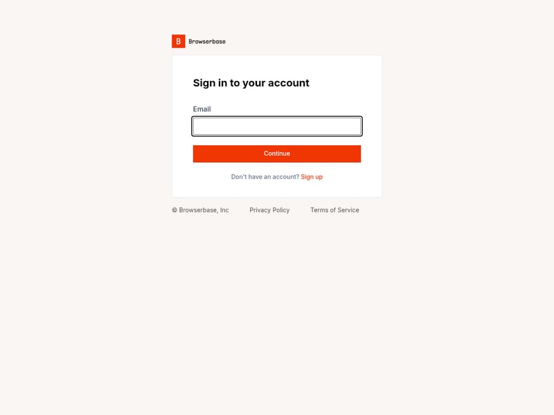 Screenshot of the Browserbase login page