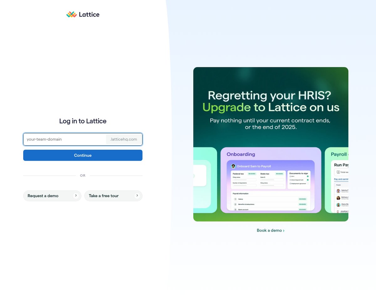 Screenshot of the Lattice login page
