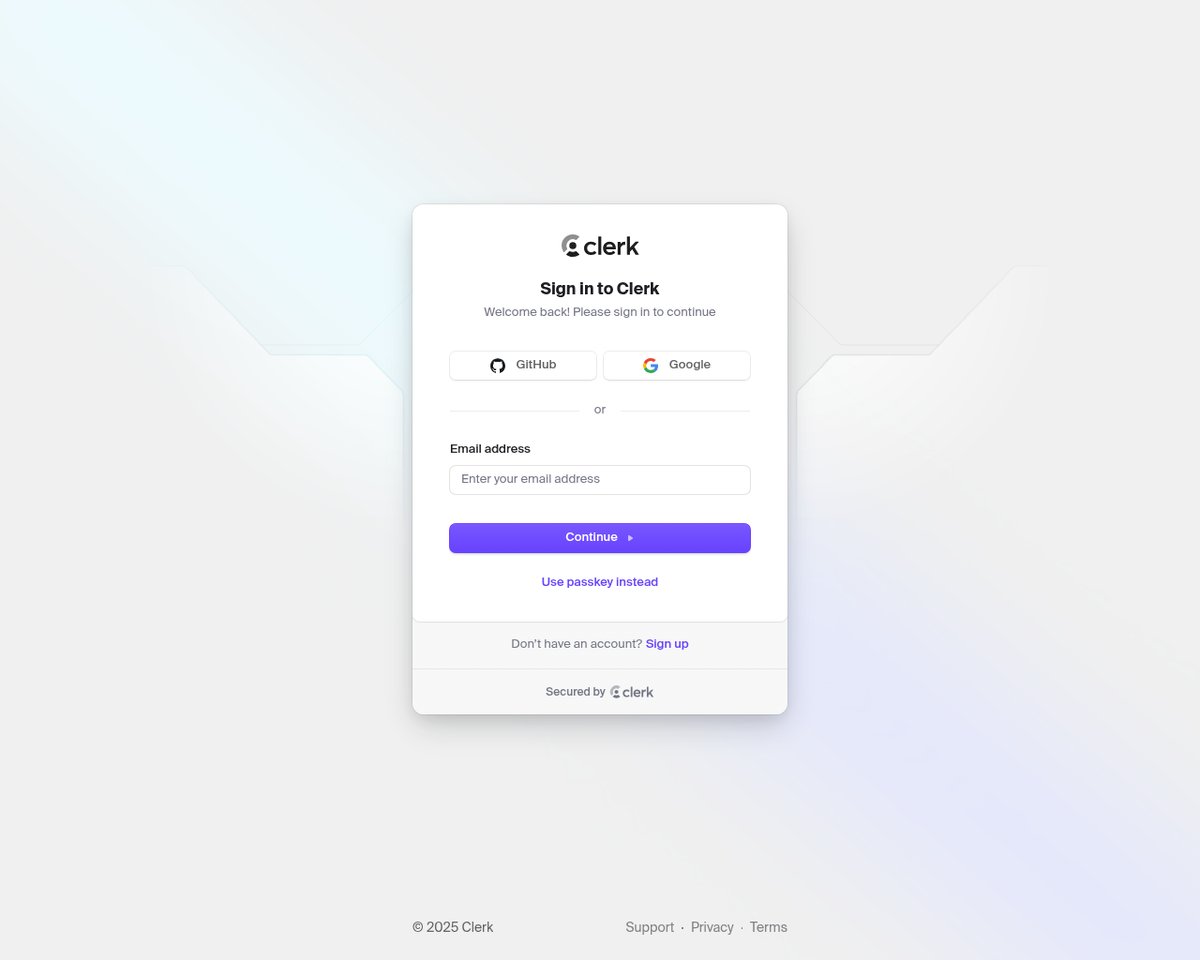 Screenshot of the Clerk signup page