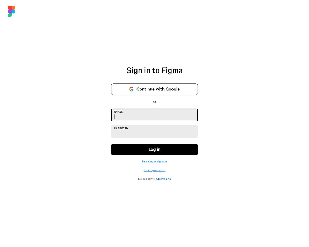 Screenshot of the Figma login page