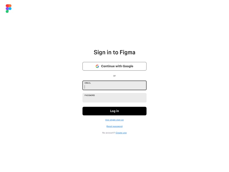 Screenshot of the Figma login page