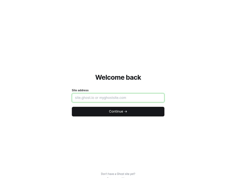Screenshot of the Ghost login page