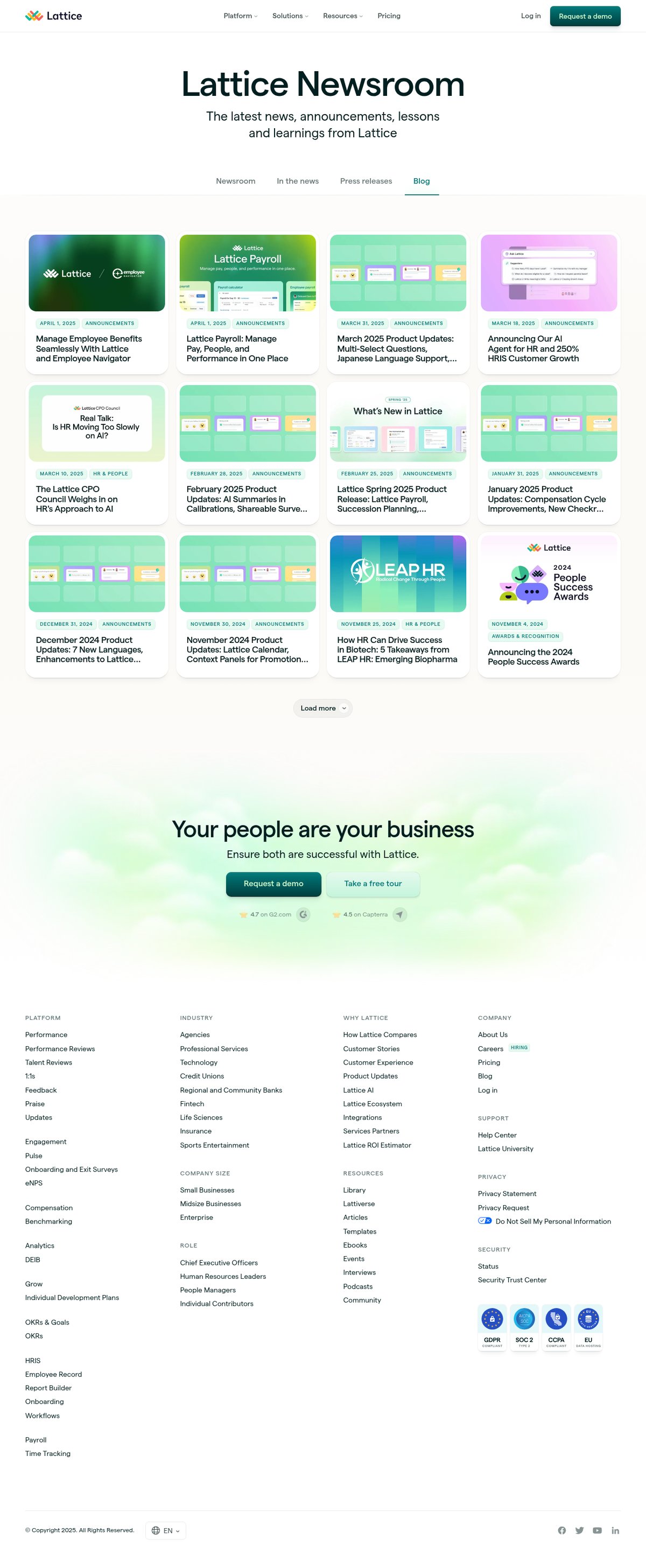 Screenshot of the Lattice blog page