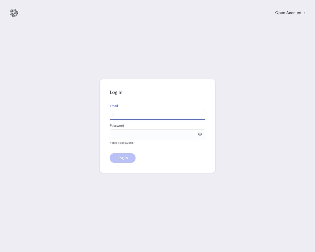 Screenshot of the Mercury login page