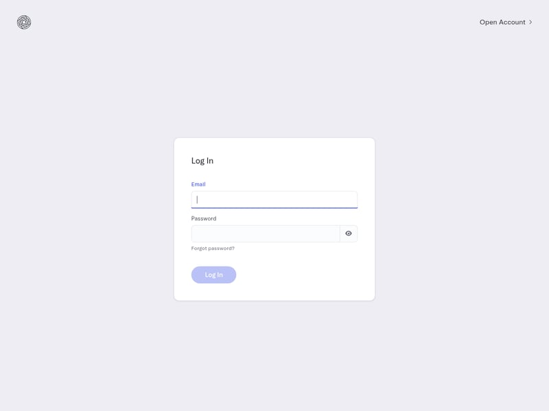 Screenshot of the Mercury login page