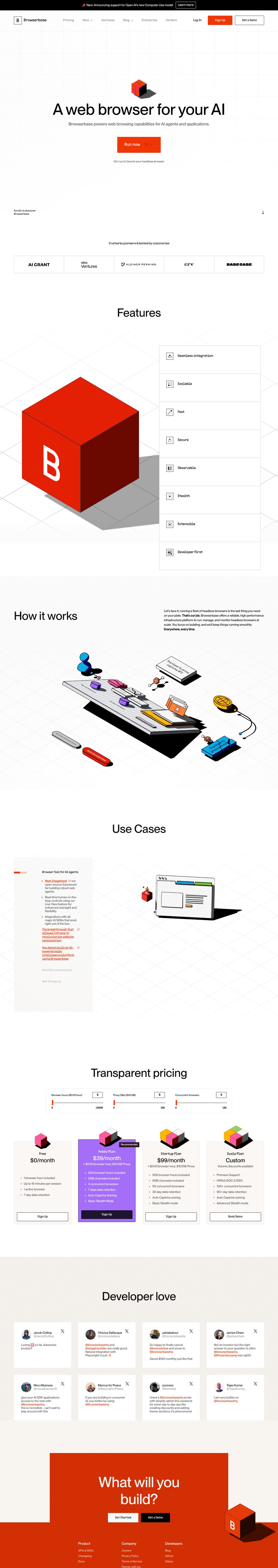 Screenshot of the Browserbase landing page