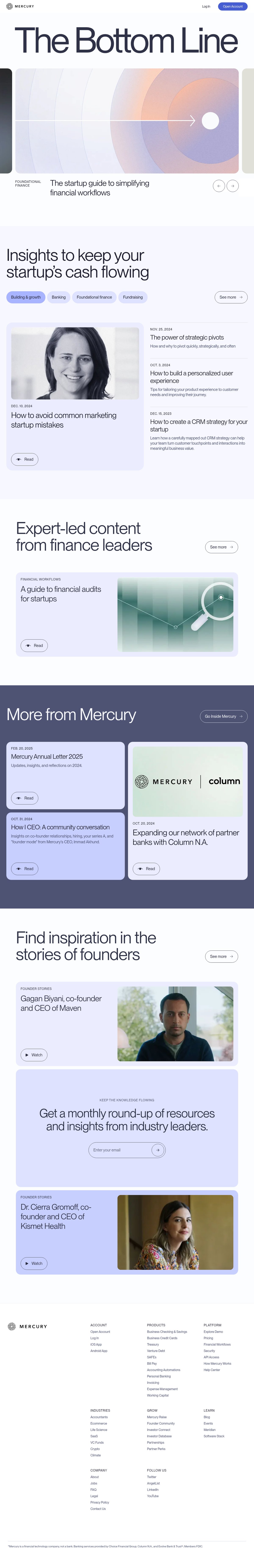 Screenshot of the Mercury blog page