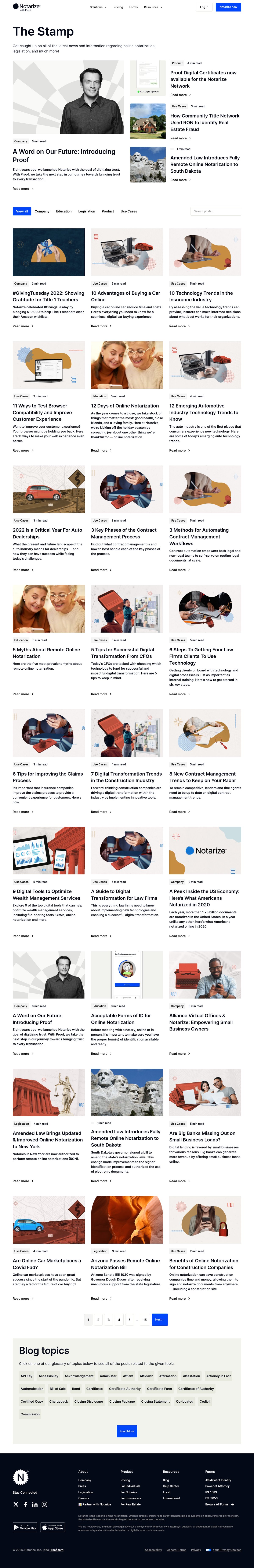 Screenshot of the Notarize blog page