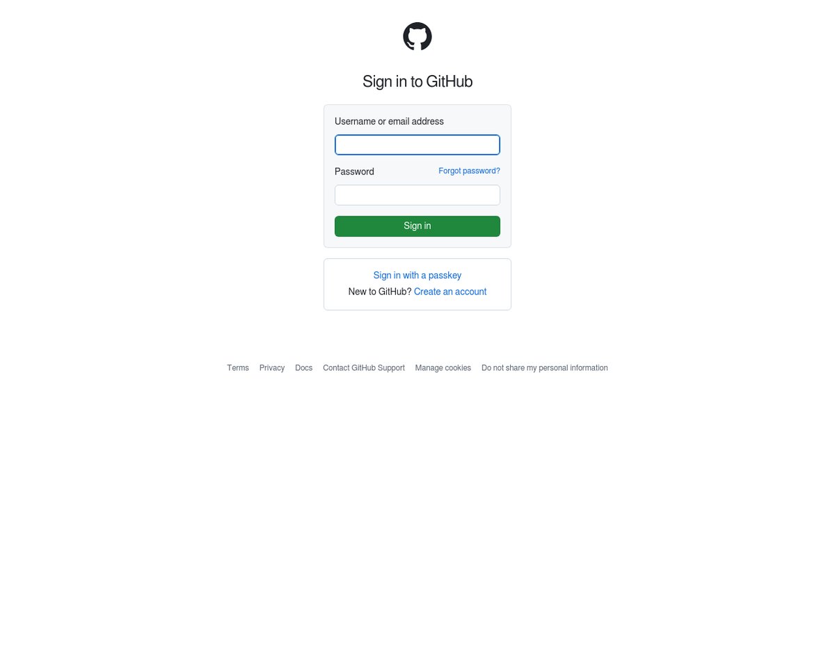 Screenshot of the GitHub login page