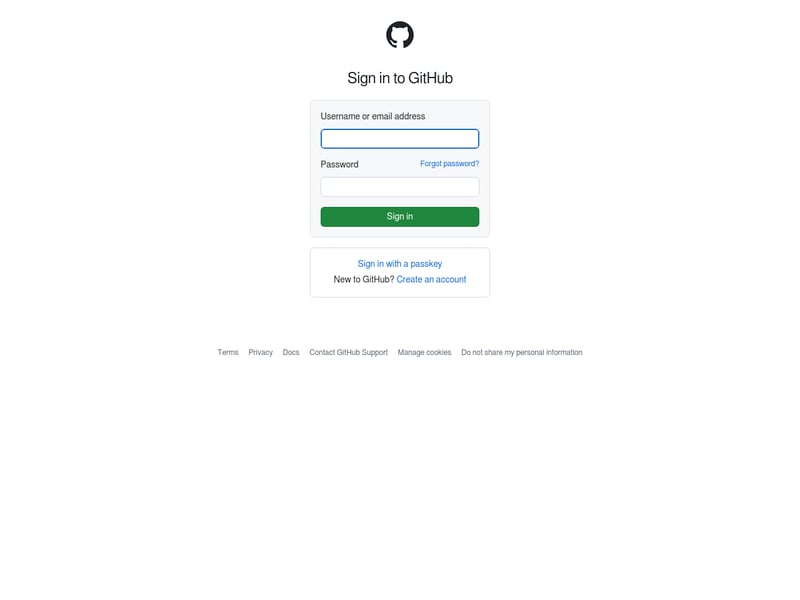 Screenshot of the GitHub login page
