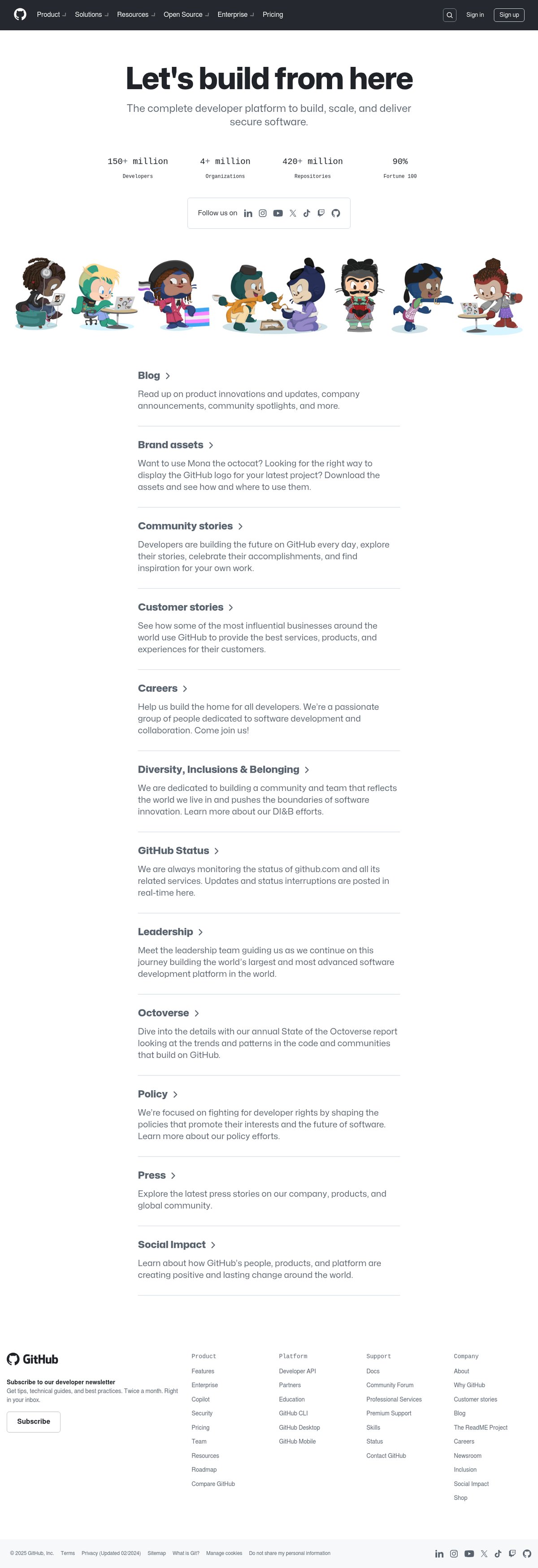 Screenshot of the GitHub about page
